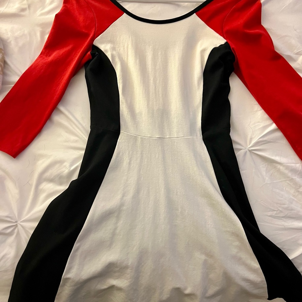 Express XS color block modern low back dress